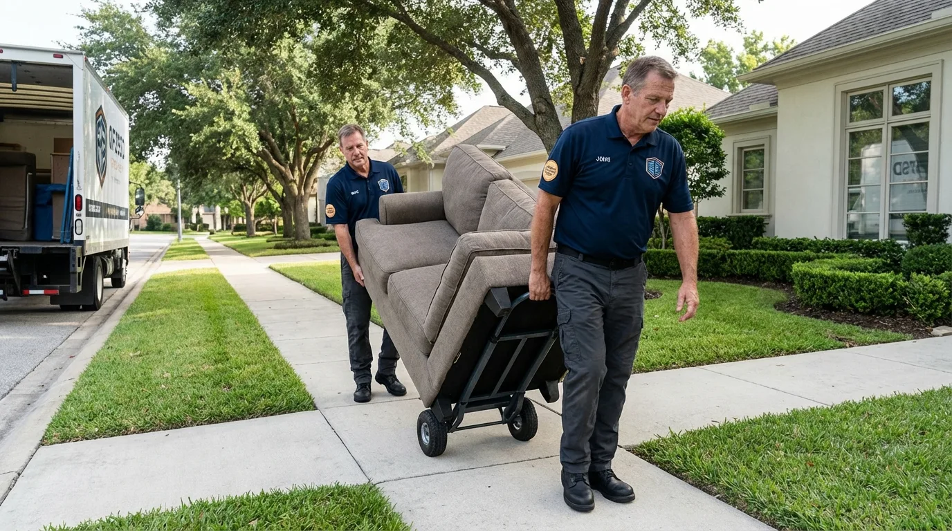 Local residential moving crew loading furniture in Elk City, OK