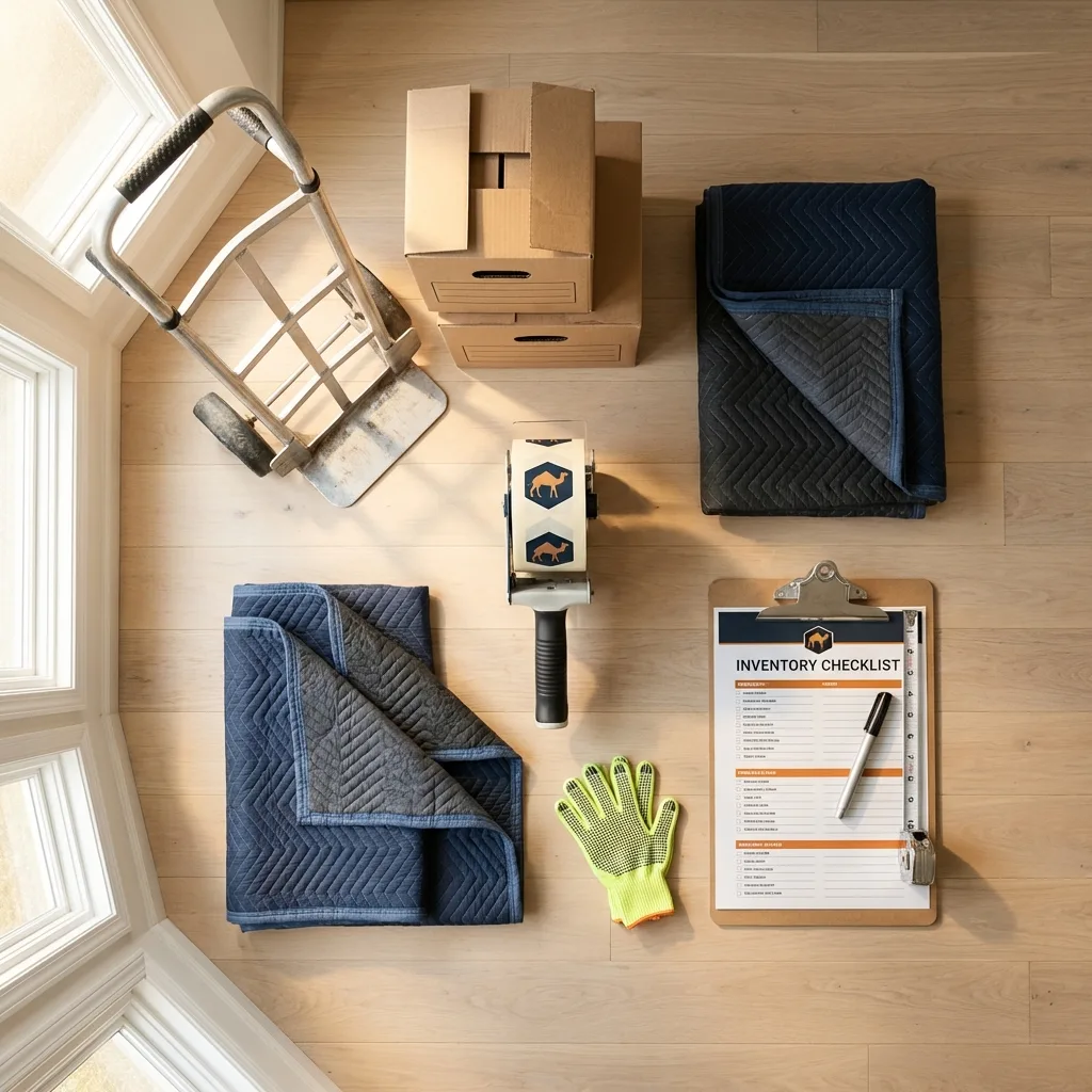 Professional moving supplies and packing materials layout for Elk City residential relocations
